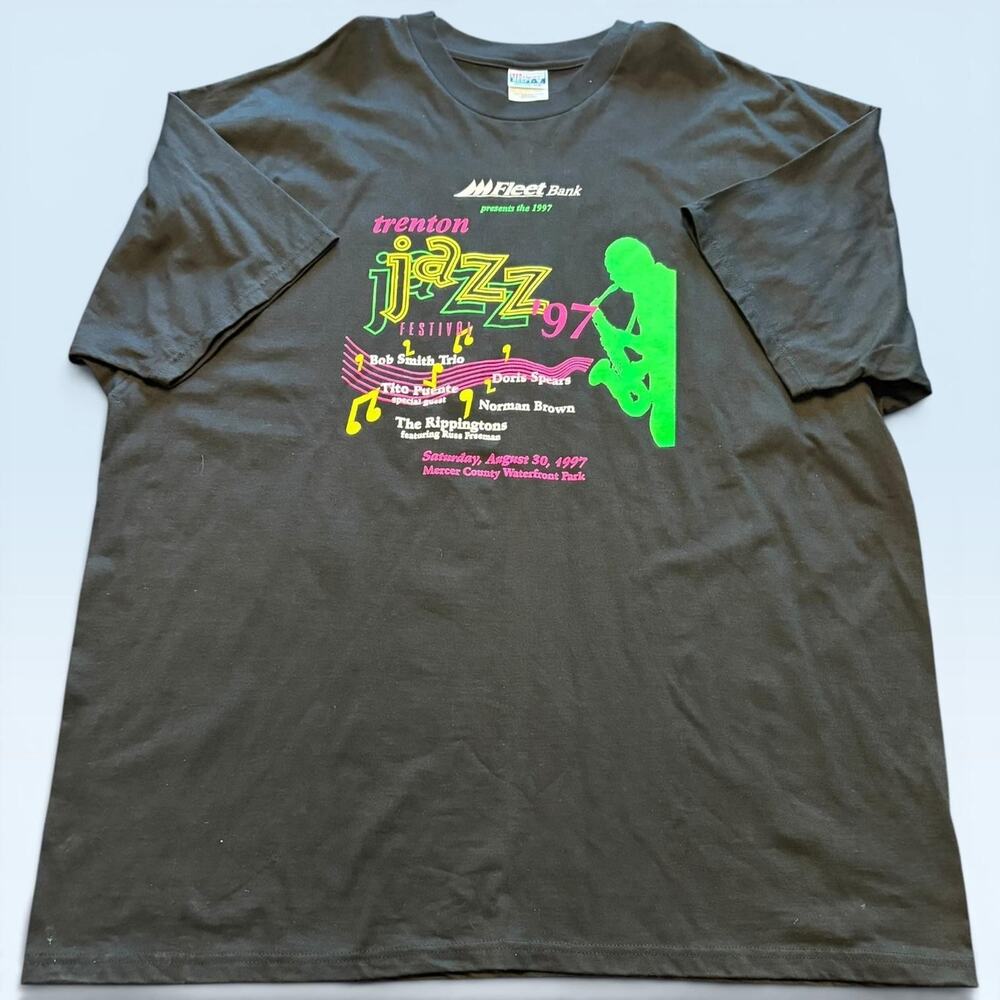 Vintage Trenton Jazz Festival Shirt Mens 3XL Black Hanes Tee T-Shirt 1997 USA